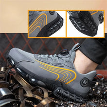 Load image into Gallery viewer, Grey & Black Rotary Buckle Work Sneakers Protective Safety Steel Toe Shoes