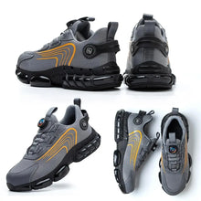 Load image into Gallery viewer, Grey & Black Rotary Buckle Work Sneakers Protective Safety Steel Toe Shoes