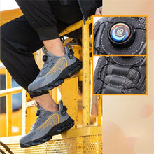 Load image into Gallery viewer, Grey & Black Rotary Buckle Work Sneakers Protective Safety Steel Toe Shoes