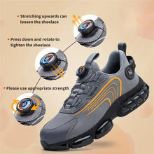 Load image into Gallery viewer, Grey &amp; Black Rotary Buckle Work Sneakers Protective Safety Steel Toe Shoes
