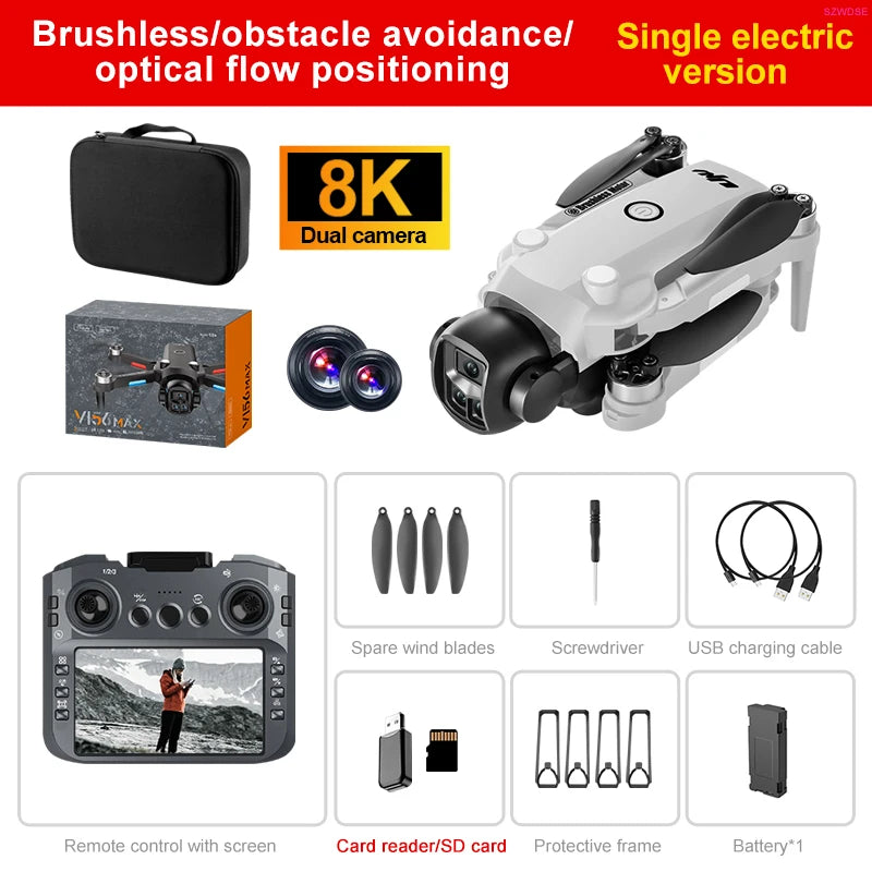 New V156 Max RC Drone Professional 8K Camera with 5G WiFi UAV Screen Remote Control