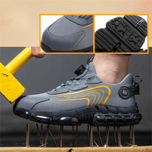 Load image into Gallery viewer, Grey &amp; Black Rotary Buckle Work Sneakers Protective Safety Steel Toe Shoes
