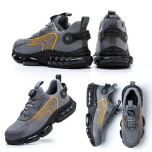 Load image into Gallery viewer, Grey &amp; Black Rotary Buckle Work Sneakers Protective Safety Steel Toe Shoes
