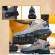 Load image into Gallery viewer, Grey &amp; Black Rotary Buckle Work Sneakers Protective Safety Steel Toe Shoes
