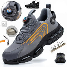 Load image into Gallery viewer, Grey &amp; Black Rotary Buckle Work Sneakers Protective Safety Steel Toe Shoes
