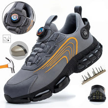 Load image into Gallery viewer, Grey &amp; Black Rotary Buckle Work Sneakers Protective Safety Steel Toe Shoes
