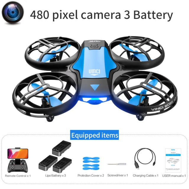 NEW V8 Mini Drone 4K 1080P HD Camera WiFi Fpv Air Pressure Altitude Hold Black Quadcopter RC Drone Toy